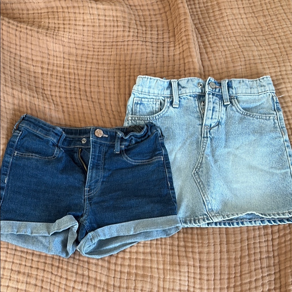 Stylish Kids Denim Shorts and Skirt Set
